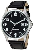 Amazon Essentials Men's Easy to Read Silver-Tone and Black Strap Watch