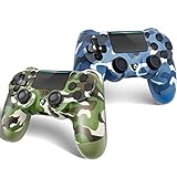 2 Pack Wireless Controller for PS4,YsoKK Wireless Remote Control Compatible with Playstation 4/Slim/Pro,with Double Shock/Audio/Six-axis Motion Sensor(Camouflage Blue+Camouflage Green)
