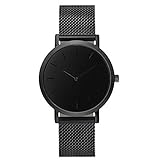 South Lane Stainless Steel Swiss-Quartz Watch with Leather Calfskin Strap, Black, 20 (Model: SS20-dr1-1516)