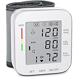 MMIZOO Blood Pressure Monitor Wrist Bp Monitor Large LCD Display Adjustable Wrist Cuff 5.31-7.68inch Automatic 90x2 Sets Memory for Home Use (W1681)
