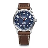 Victorinox Airboss Mechanical Watch with Blue Dial and Brown Leather Strap