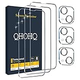 QHOHQ 3 Pack Screen Protector Designed for iPhone 13 6.1 Inch with 3 Packs Camera Lens Protector, Ultra HD Full Screen Tempered Glass, 9H Hardness, Scratch Resistant, Easy Install - Case Friendly