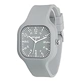 origset Women Watch Square 24 Hour 3-Hand Easy to Read Time for Nurse Medical Students Teachers Doctors Colorful Water Proof (Grey)