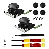 Veanic 2-Pack 3D Replacement Joystick Analog Thumb Stick Compatible with Nintendo Switch / Switch OLED Model Joy-Con Controller - Include Y00, Cross Screwdriver, Pry Tools + 4 Thumbstick Caps