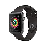 Apple Watch Series 3 (GPS, 42MM) - Space Gray Aluminum Case with Black Sport Band (Renewed)