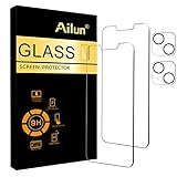 Ailun 2 Pack Screen Protector Compatible for iPhone 13 [6.1 inch Display]with 2 Pack Tempered Glass Camera Lens Protector,[9H Hardness]-HD