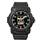 Aqua Force US Army Logo 47mm Diameter Quartz Watch, Black with Black Face