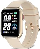 Bt4 Smart Watch for Women Compatible with iPhone Samsung Android Phones(Dial/Answer Call), 1.75''2.5D Hd Screen, Voice Assistant, Spo2, Real-Time Heart Rate &Amp; Sleep Monitor, Light Gold