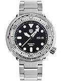 watchdives Diver Watches for Men, NH35 Automatic Enamel Dial Wristwatch 300M Waterproof 47.5MM Mens Watch Sapphire Crystal Big Analog Luminous Watch (Enamel Black)