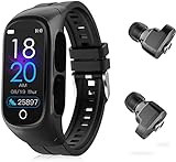 baohang Smart Watch with Earbuds for Women and Men,Activity Fitness Tracker Watch Combo Bluetooth Earbuds Can Receive Calls Messages Sleep Tracker Calorie Counter for Men Women Kids