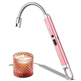MEIRUBY Lighter Electric Lighter Candle Lighter Rechargeable USB Lighter Arc Lighters for Candle Camping BBQ Sports Fan Tools Lighter (Rose Gold)
