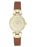 Anne Klein Women's 109442CHHY Gold-Tone Champagne Dial and Brown Leather Strap Watch