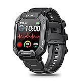 Military Smart Watches for Men, 2023 Newest 1.71'' Smartwatch for Android Phones and iPhone Compatible, 5ATM Fitness Tracker with Blood Pressure, Heart Rate, Blood Oxygen Monitor, Tactical Watch Black