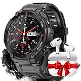 [Gym Pack] Smartwatch Bluetooth Military Watches for Men Outdoor Waterproof Tactical Watches for Men Dial Calls Speaker 1.3'' HD Touch Screen Fitness Tracker Watch Compatible with iPhone Samsung