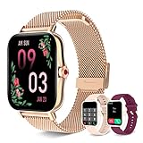 Smart Watch for Women(Call Receive/Dial), Iaret Fitness Tracker Waterproof Smartwatch for Android iOS Phones 1.7' HD Full Touch Screen Digital Watches with Heart Rate Sleep Monitor Pedometer, Gold