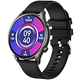 VALYV Smart Watch for Women Men (Dialing and SMS Notification) 1.32 inch HD Full Touch Smartwatch for iPhone and Android Phones Waterproof Fitness Tracker with Heart Rate Sleep Monitor (Black)