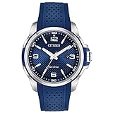 Citizen Eco-Drive Weekender Quartz Mens Watch, Stainless Steel with Polyurethane strap, Blue (Model: AW1158-05L)