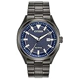 Citizen Men's Eco-Drive Weekender Watch in Black IP Stainless Steel, Blue Dial (Model: AW1147-52L)