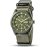 Military Watches for Men Analog Wrist Watch, Tactical Waterproof Outdoor Sport Mens Quartz Wristwatch, Date Day Work Field Army Green w/Nylon Band by MDC