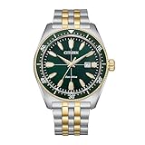 Citizen Eco-Drive Men's Sport Casual Brycen Two-Tone Gold Stainless Steel with Green Dial Watch, 3-Hand Date, Luminous, 43mm