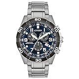 Citizen Men's Eco-Drive Weekender Sport Casual Brycen Chronograph Watch in Super Titanium, Blue Dial (Model: BL5558-58L)