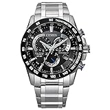Citizen Men's Eco-Drive Sport Luxury PCAT Chronograph Watch Stainless Steel, Black Dial (Model: CB5908-57E)