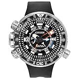 Citizen Men's Eco-Drive Promaster Sea Aqualand Depth Meter Watch in Stainless Steel with Black Polyurethane strap, Black Dial (Model: BN2029-01E)