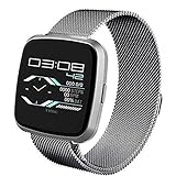 HYDT Smart Watch Square Fitness Tracker Metal Case Bluetooth for Android for iOS Smartphone for Everyone