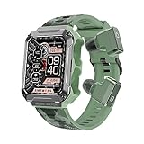 T93 Smart Watch with Earbuds 1.96 Inch 3 in 1 Smart Watch Bluetooth Call Fitness Tracker Military Grade IP67 Waterproof Blood Oxygen Heart Rate Sleep Monitor Watch Buit-in 4GB Memory (Green)