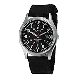 Luxury Brand Military Watches Men Quartz Analog Canvas Clock Sports Watches Army Military Watch (Black)