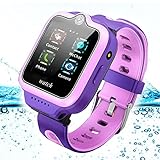 HFSKJWI Kids Smartwatch 4G Phone with GPS Tracker SOS Video Calls IP67 Waterproof Watch 360° Rotation Screen Camera Face Recognition Multifunction Smart Watch for Boys Girls Birthday Gifts,Pink