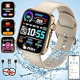 ZEQUK Smart Watch for Men Women (Make/Answer Call), Fitness Tracker for iOS Phones and Android with Heart Rate Sleep Tracking for Health, Waterproof Large Screen Smartwatches Monitor Pedometer Gold